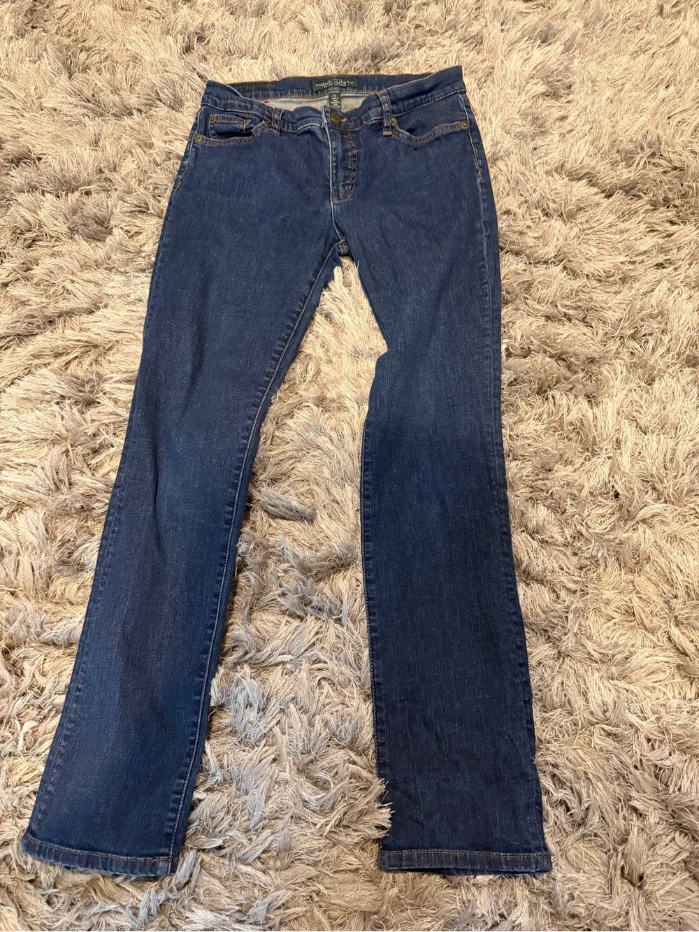 Lauren Jeans Co. Ralph Lauren Women's Straight Leg Jeans in Dark Blue